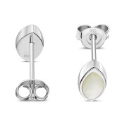 Mother of Pearl Lens Shaped Silver Earrings, e351st